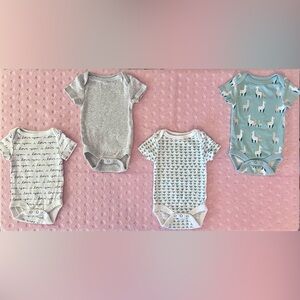 Cloud Island Gray and Teal Patterned Bodysuits